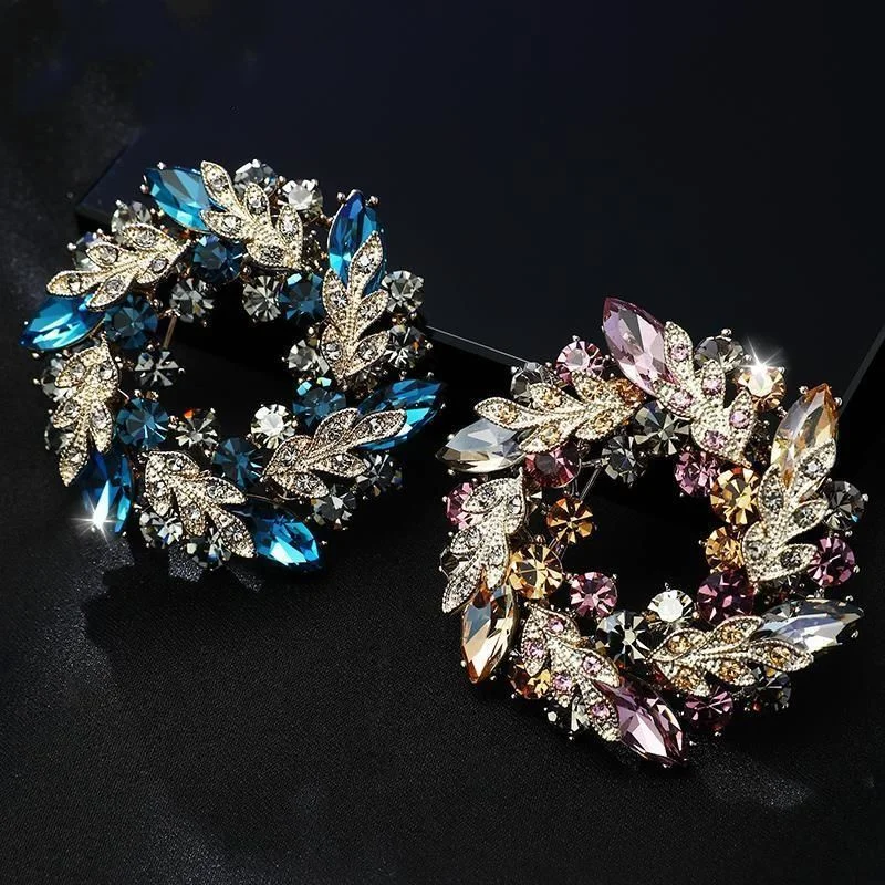 women's round brooch simple wreath buckle pin corsage accessories