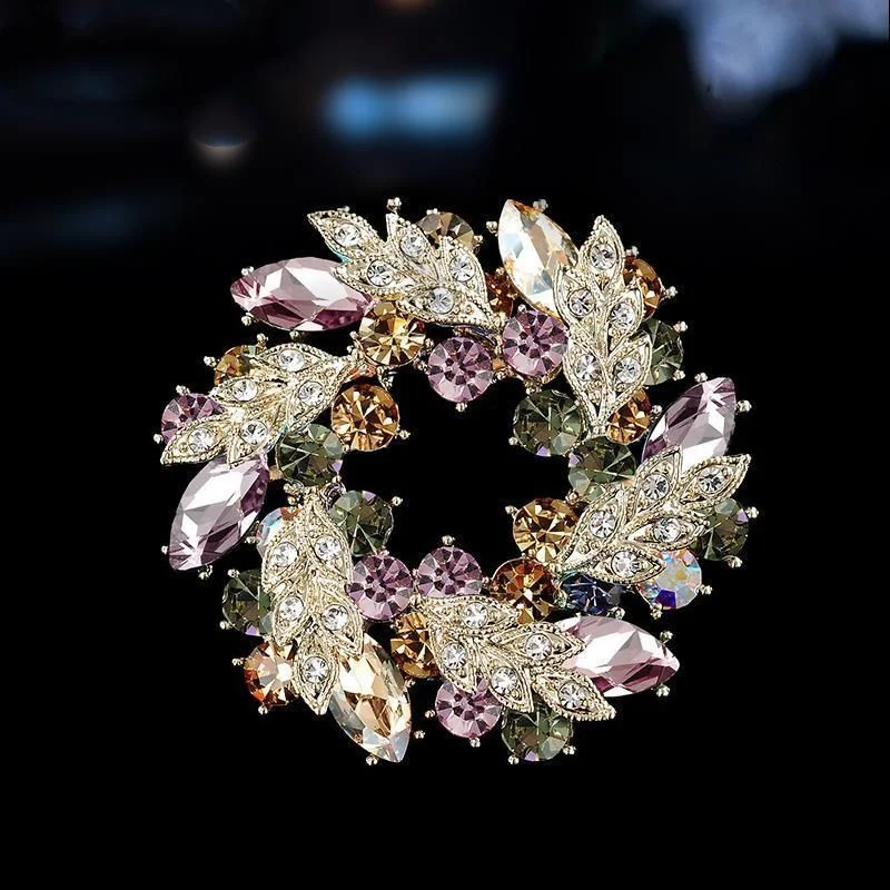 women's round brooch simple wreath buckle pin corsage accessories