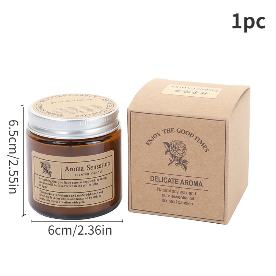 1pc Brown Glass Cup Aromatherapy Candle Smokeless Scented Candle Suitable for Home Decoration Birthday Valentine's Day Gift