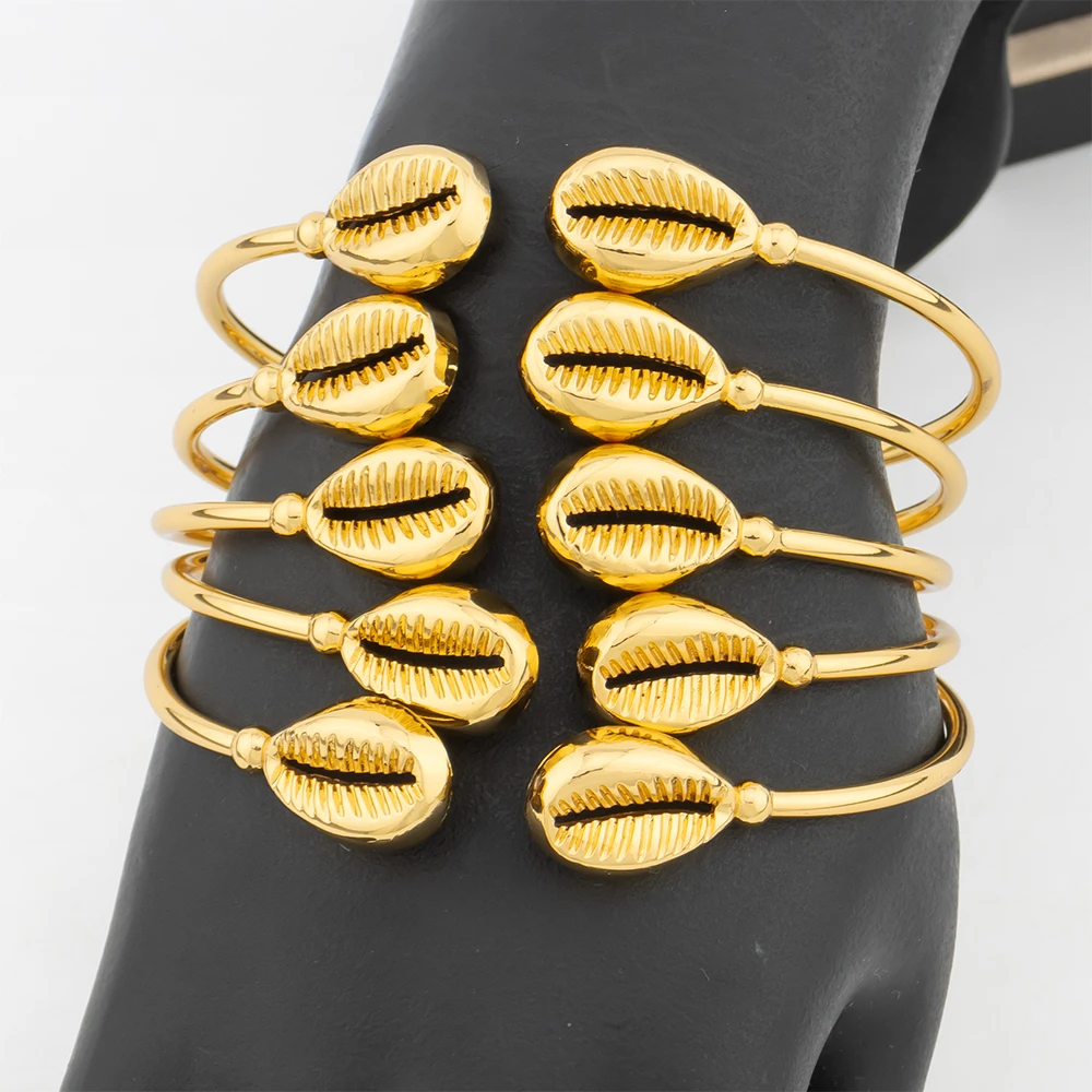 New Cuff Bracelet For Women Party Dubai Shell Shape Bangles 18K Gold Color Map of Africa Jewelry Accessories Anniversary Gifts