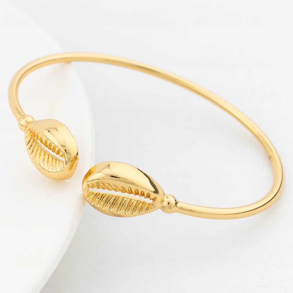 New Cuff Bracelet For Women Party Dubai Shell Shape Bangles 18K Gold Color Map of Africa Jewelry Accessories Anniversary Gifts