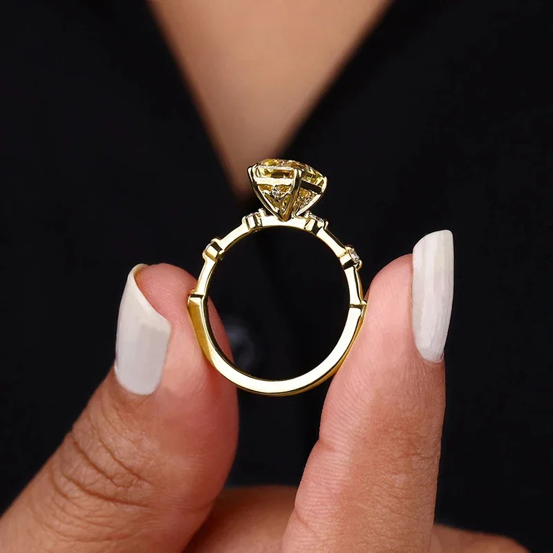 CAOSHI Fashion Lady Yellow Zirconia Ring Trendy Female Engagement Ceremony Jewelry Stylish Bridal Wedding Band Accessories Gift