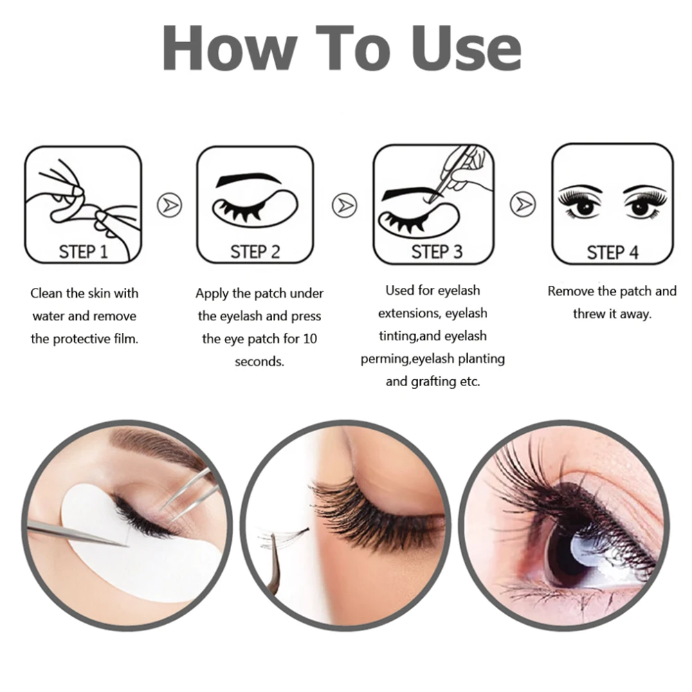 50/100 Pairs Patches for Building Hydrogel EyePads Eyelash Extension Paper Stickers Lint Free Under Eye Pads Makeup Supplies