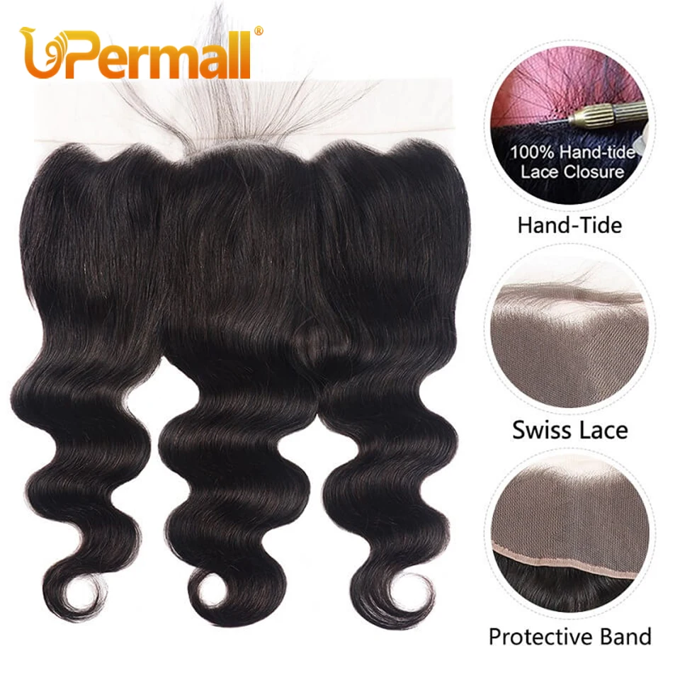 Upermall 26 28 Inch 13x4 13x6 Full Lace Frontal Straight Pre Plucked HD Transparent Body Only Natural Black 100% Remy Human Hair