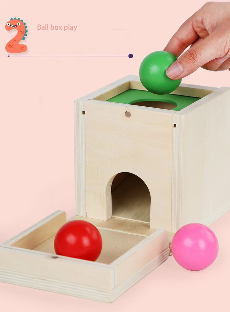 6-in-1 Wooden Montessori Toy Play Kit Object Permanence Box Play Set with Coin Box Carrot Harvest Shape Sorter Ball Drop Toy