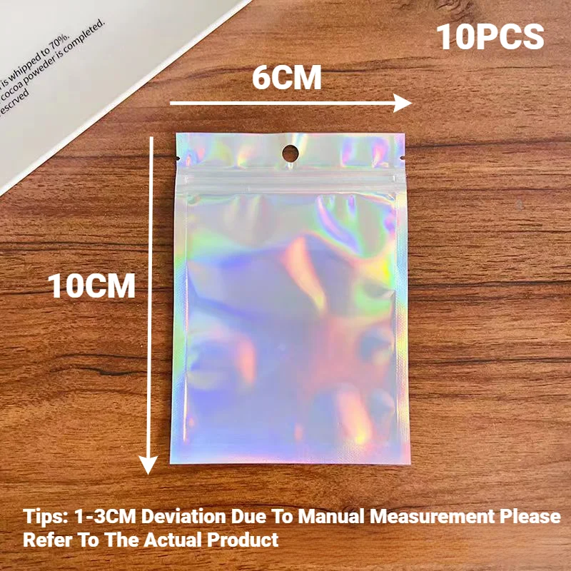 Holographic Resealable Ziplock Mylar Bags For Candy Tea Jewelry And Beauty Item Storage