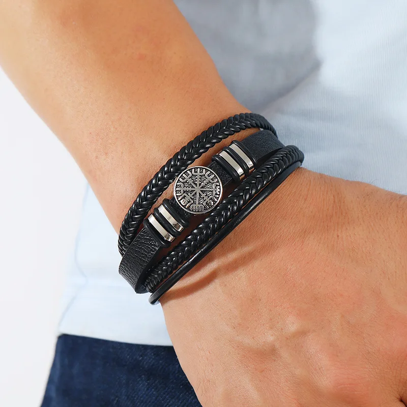 Red Black Red Tree Male Unique Design Trendy Punk Vintage Cuff Men Bracelets PU Leather Bracelets Bangles for Women Men Jewelry