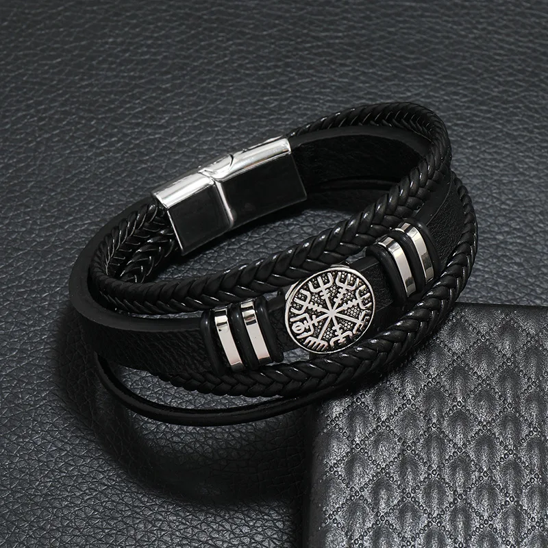 Red Black Red Tree Male Unique Design Trendy Punk Vintage Cuff Men Bracelets PU Leather Bracelets Bangles for Women Men Jewelry