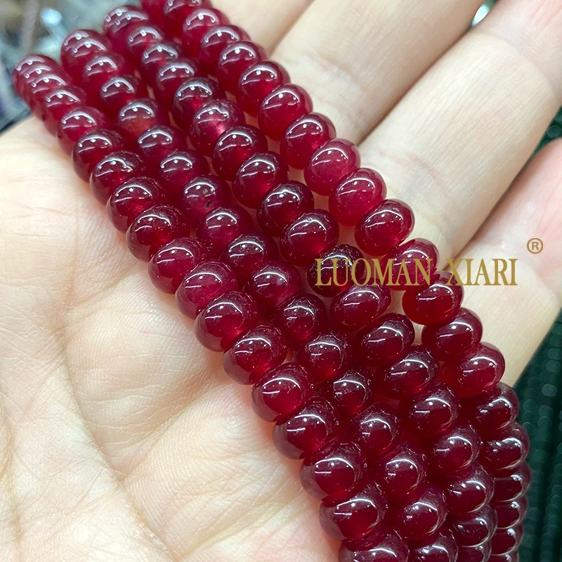5x8MM Abacus Natural Chalcedony Aquamarine Tourmaline Ruby Quartz Stone Loose Spacer Bead for Jewelry Make Diy Bracelet Earrings