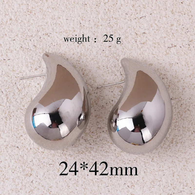 2024 New Trendy Plate Gold Color Chunky Waterdrop Dupes Drop Earrings for Women Personality Glossy Teardrop Earring Jewelry Gift