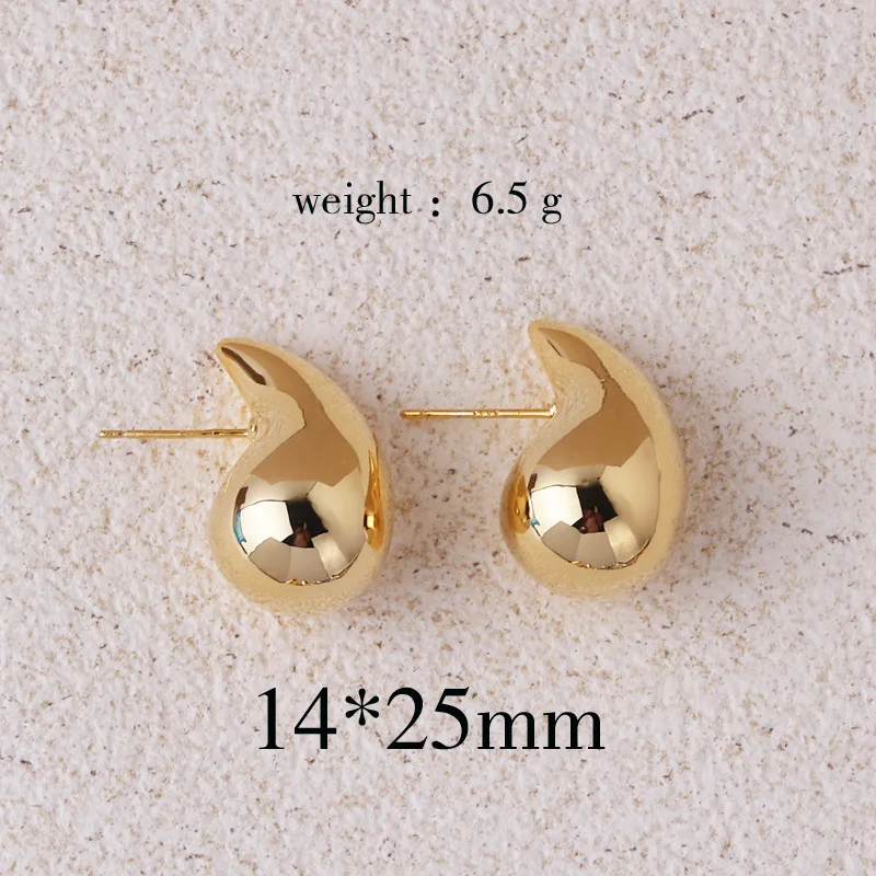 2024 New Trendy Plate Gold Color Chunky Waterdrop Dupes Drop Earrings for Women Personality Glossy Teardrop Earring Jewelry Gift