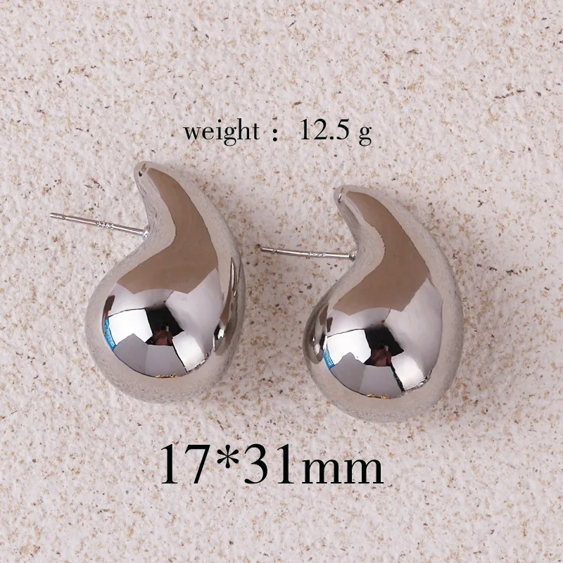 2024 New Trendy Plate Gold Color Chunky Waterdrop Dupes Drop Earrings for Women Personality Glossy Teardrop Earring Jewelry Gift