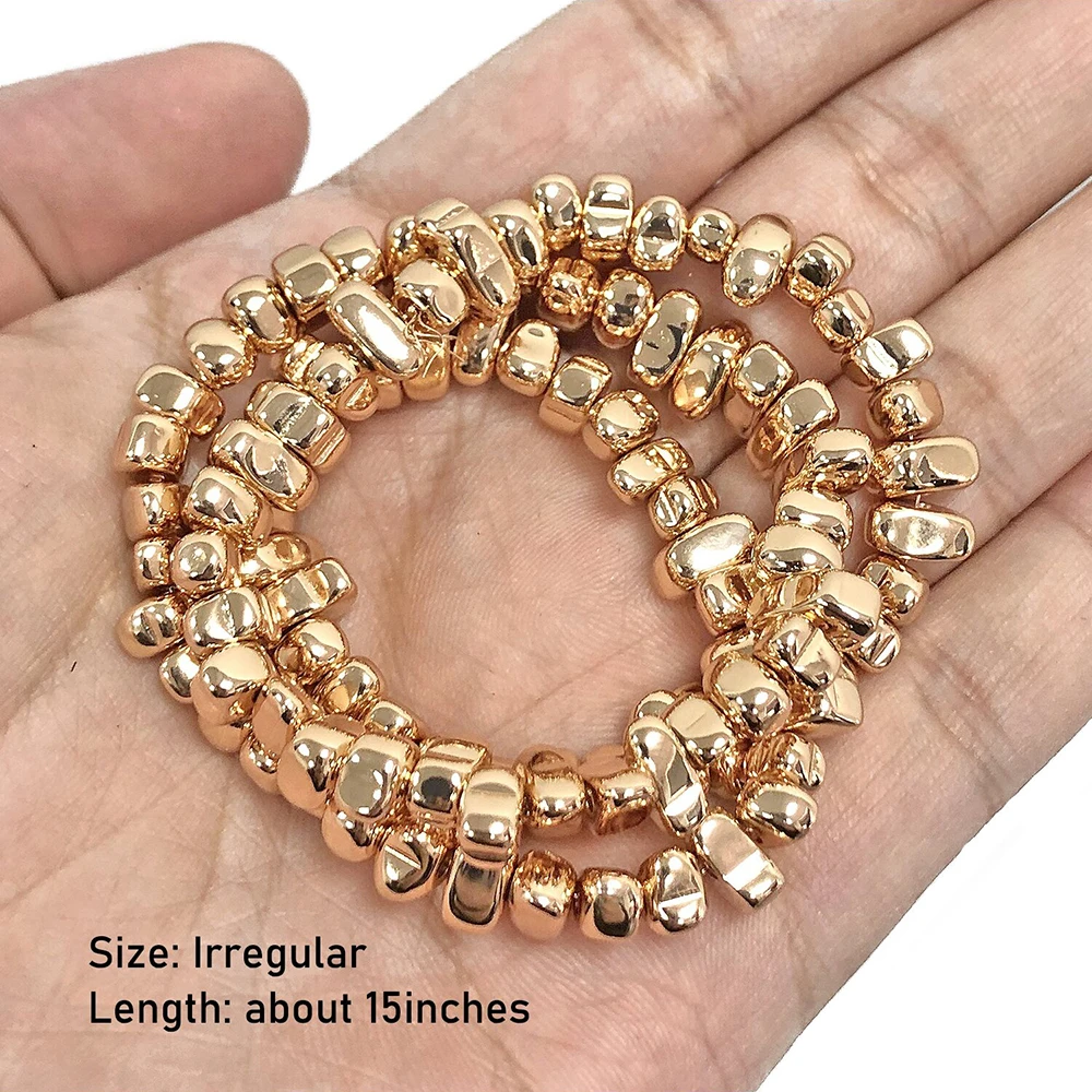 14K Gold Plated Natural Hematite Irregular Shape Loose Spacer Beads for Jewelry Making DIY Gorgeous Bracelets Necklace Earrings