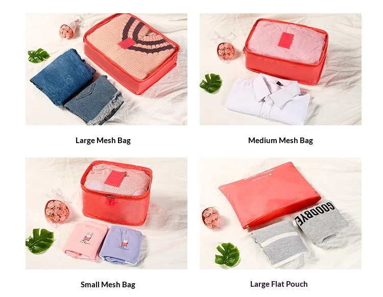 Homefish 6Pcs Oxford Waterproof Fabric Packing Cubes Travel Storage Organizer For Clothes Shoes Underwear Suitcase Luggage
