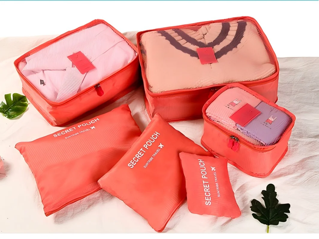 Homefish 6Pcs Oxford Waterproof Fabric Packing Cubes Travel Storage Organizer For Clothes Shoes Underwear Suitcase Luggage