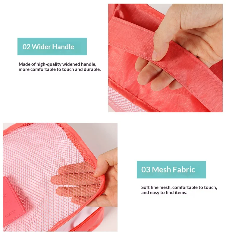 Homefish 6Pcs Oxford Waterproof Fabric Packing Cubes Travel Storage Organizer For Clothes Shoes Underwear Suitcase Luggage