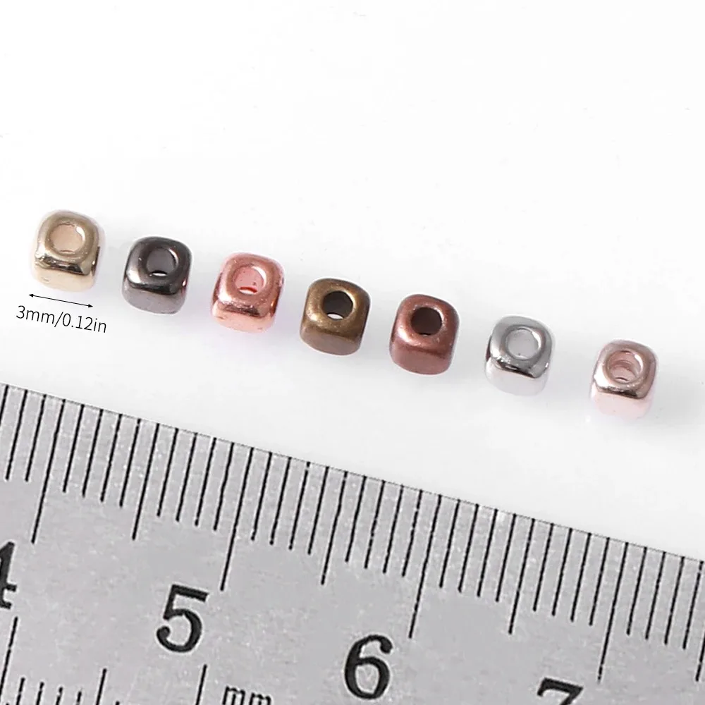 800pcs CCB Square with Rounded Corners Beads 3mm Mixed Color for DIY Jewelry Making Accessories