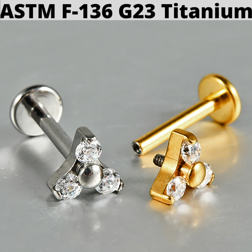 Cz Flower G23 Solid Titanium Cartilage Earrings Stud 16G Internally Threaded Sun Helix Ear Tragus Piercing Jewelry