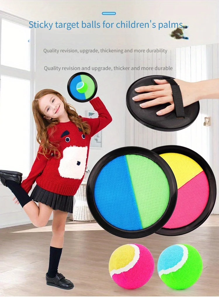 1Set Kids Sucker Sticky Ball Toy Outdoor Sports Catch Ball Game Set Throw And Catch Parent-Child Interactive Outdoor Toys