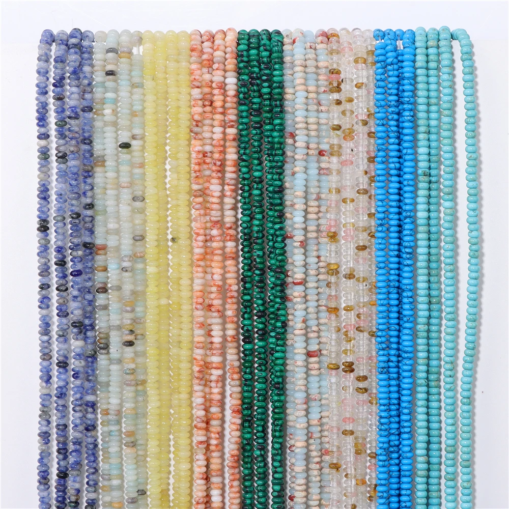 2X4MM Natural Abacus Stone Beads Blue Green Pink Flat Rondelle Beads for Jewelry Making Bracelets Necklace Accessories Wholesale