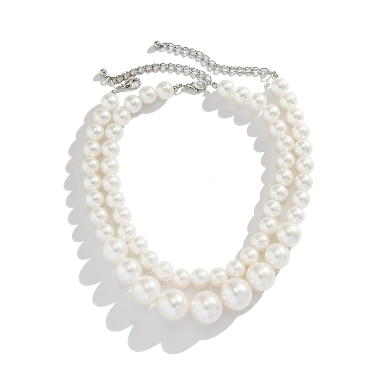 2Pcs/Set Exaggerated Big Imitation Pearl Clavicle Chain Necklace for Women Wed Bridal Goth Beads Choker Grunge Jewelry Steampunk