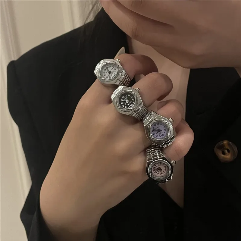 New Ring Watch Hot Selling Creative Circular Dial Alloy Shell Finger Couple Men And Women