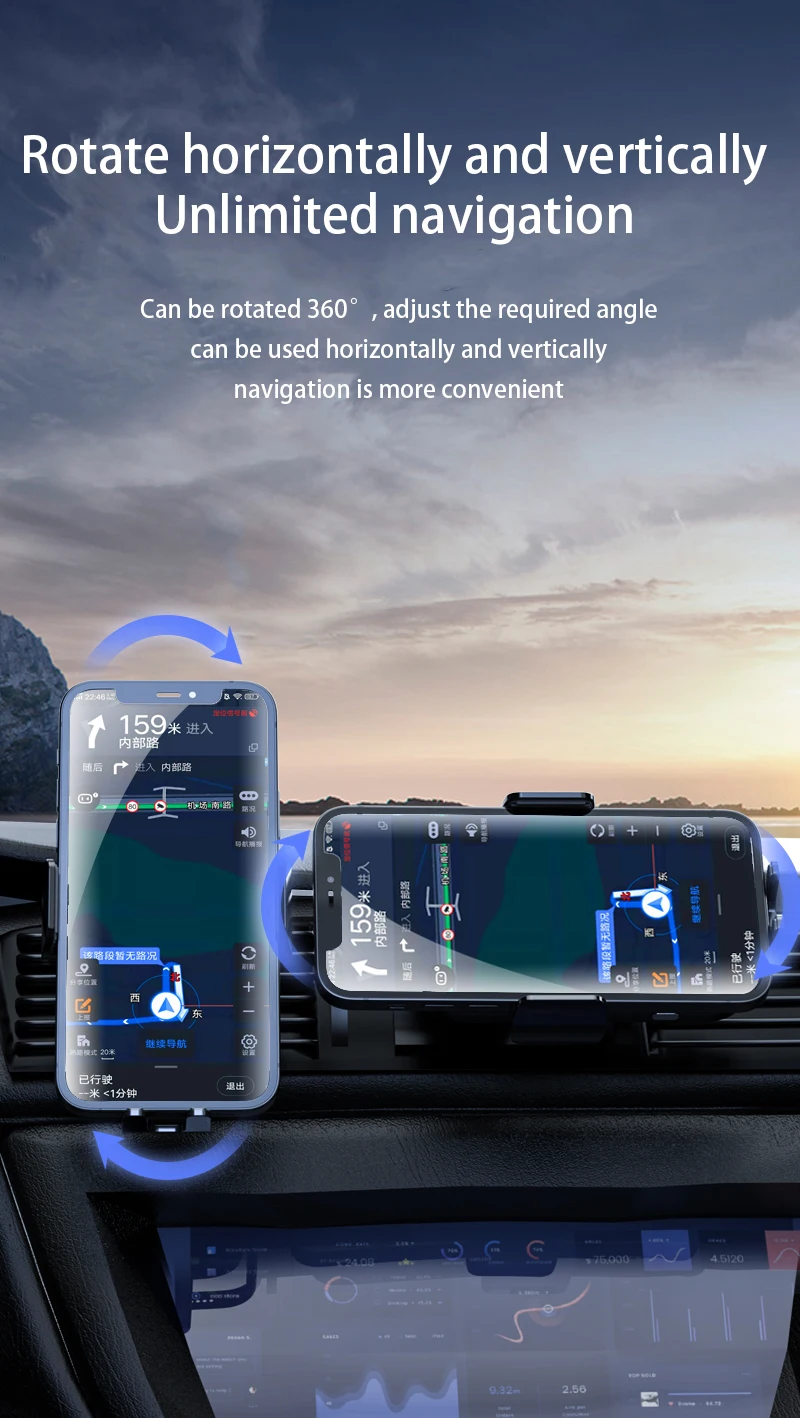 Wireless Car Charger Dual Coil Car Phone Holder Stand for Samsung Galaxy Z Flip 5 4 3 S22 S21 iPhone 14 13 Fast Charging Station