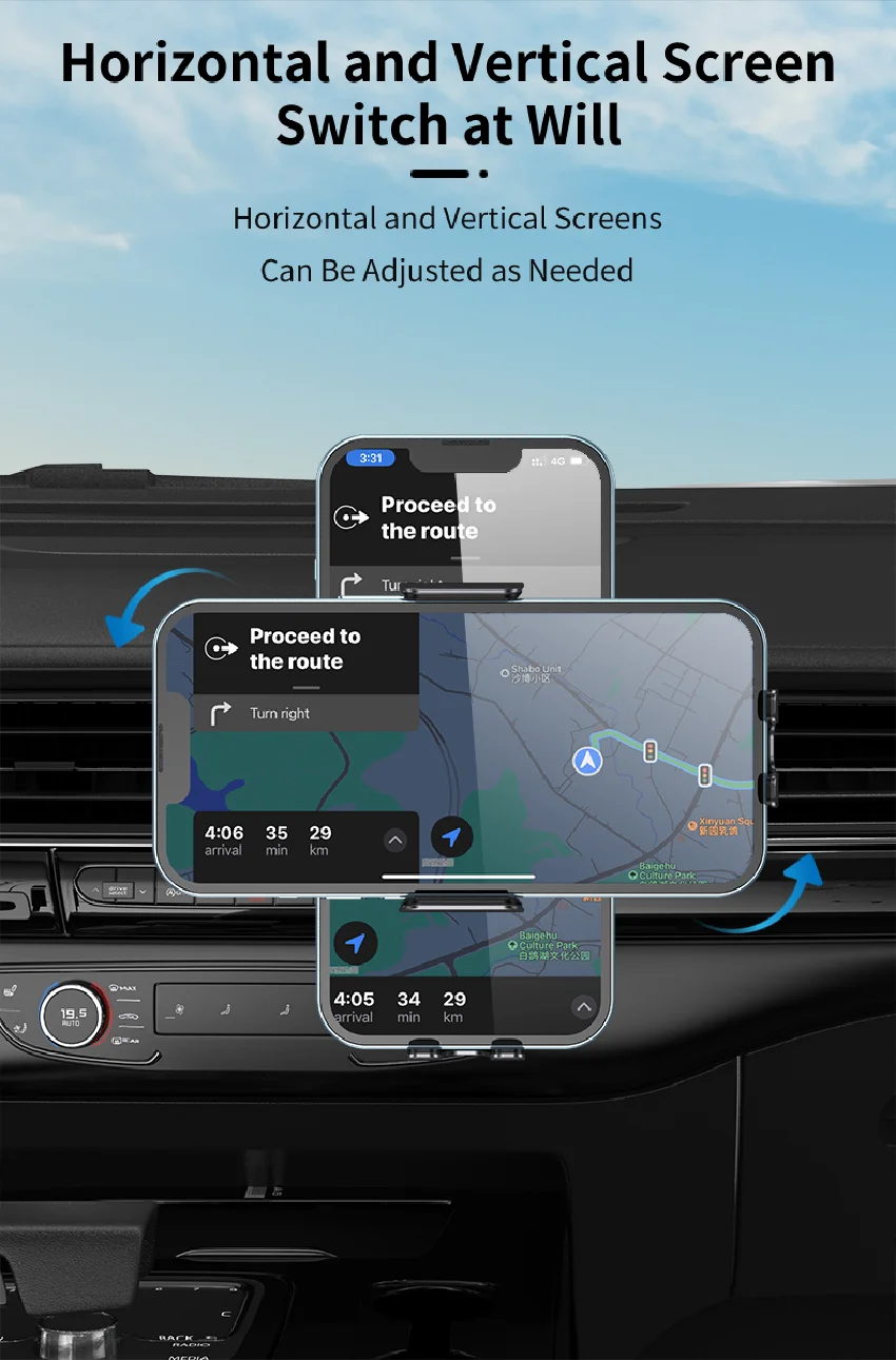 Wireless Car Charger Dual Coil Car Phone Holder Stand for Samsung Galaxy Z Flip 5 4 3 S22 S21 iPhone 14 13 Fast Charging Station