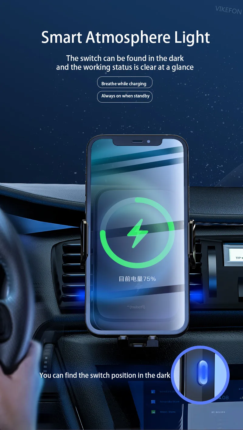 Wireless Car Charger Dual Coil Car Phone Holder Stand for Samsung Galaxy Z Flip 5 4 3 S22 S21 iPhone 14 13 Fast Charging Station