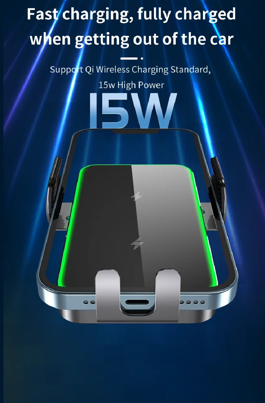 Wireless Car Charger Dual Coil Car Phone Holder Stand for Samsung Galaxy Z Flip 5 4 3 S22 S21 iPhone 14 13 Fast Charging Station