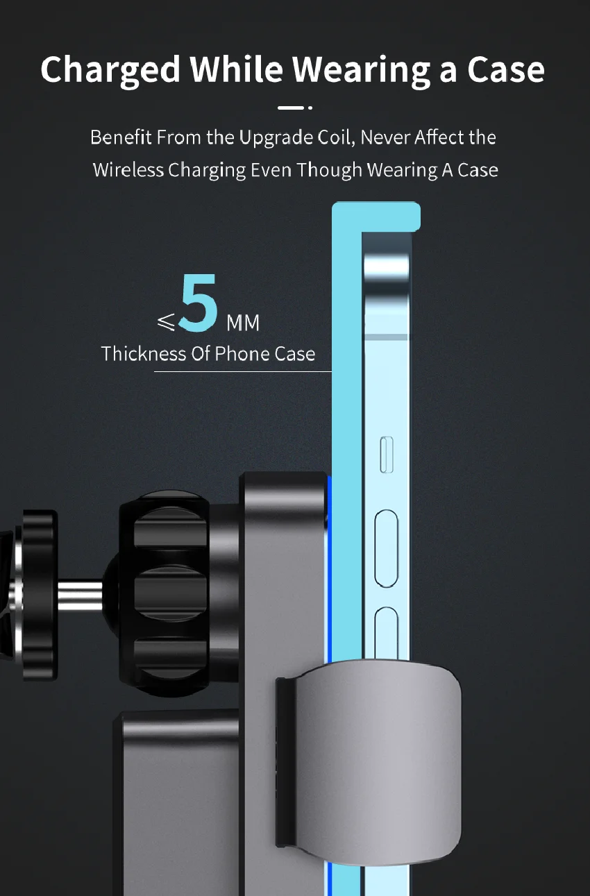 Wireless Car Charger Dual Coil Car Phone Holder Stand for Samsung Galaxy Z Flip 5 4 3 S22 S21 iPhone 14 13 Fast Charging Station