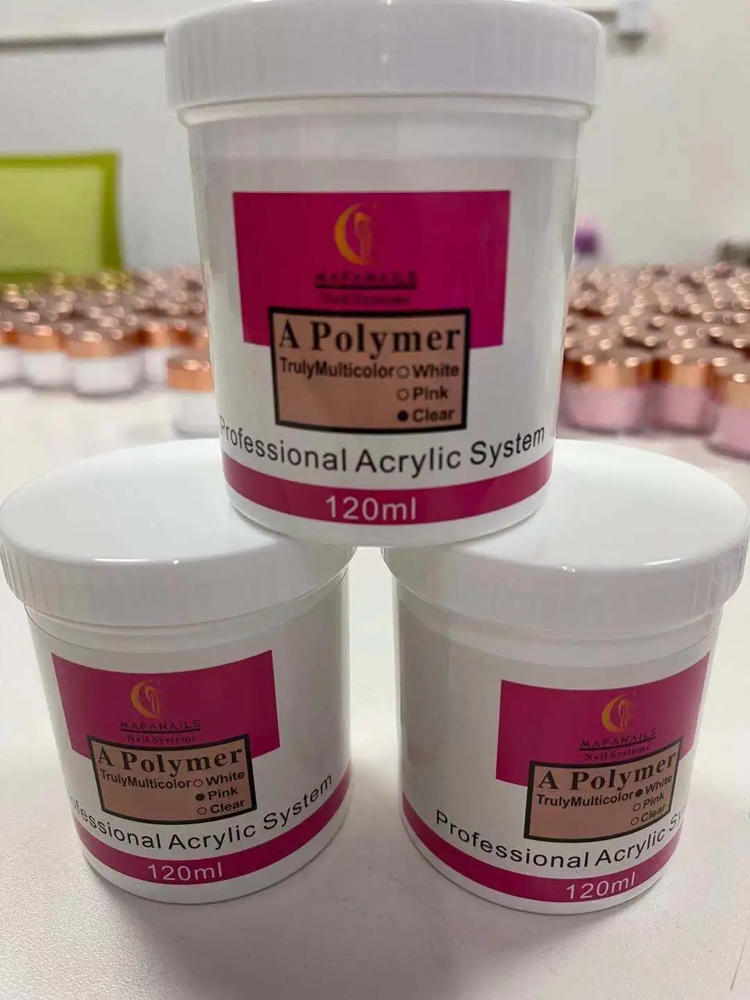 120G Nail Acrylic Powder Clear Pink White Carving Crystal Polymer Builder Nails Extension Art Dust with BOX Professional GY&