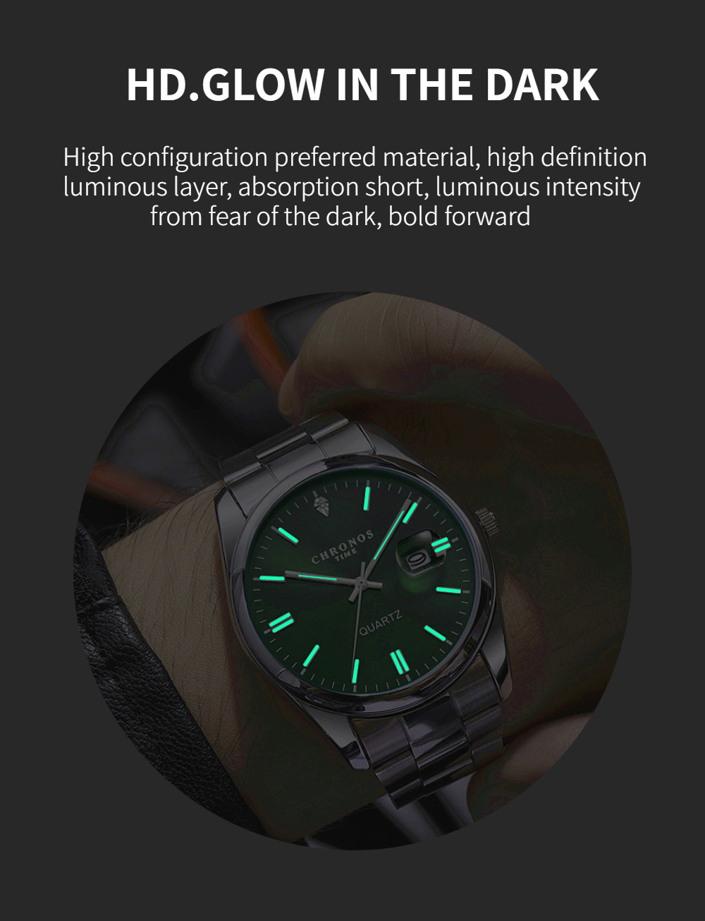 CHRONOS Top Brand Luxury Man Wristwatch Waterproof Luminous Date Men Watches Stainless Steel Quartz Men's Watch Male reloj