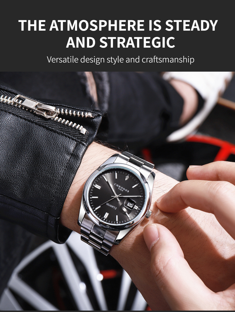 CHRONOS Top Brand Luxury Man Wristwatch Waterproof Luminous Date Men Watches Stainless Steel Quartz Men's Watch Male reloj