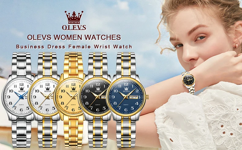 OLEVS 5567 Women's Wrist Watch Original Luxury Watches Waterproof Stainless Steel Quartz Woman Wristwatch Gold 2022 Trend