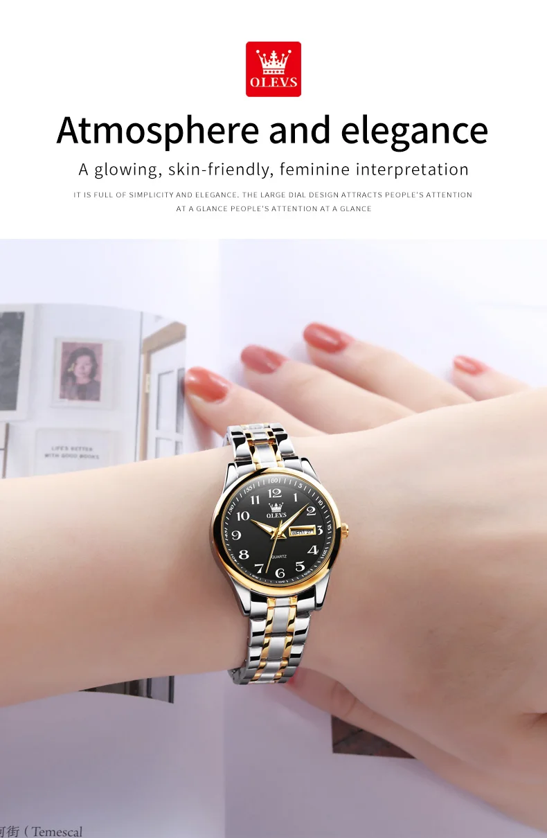 OLEVS 5567 Women's Wrist Watch Original Luxury Watches Waterproof Stainless Steel Quartz Woman Wristwatch Gold 2022 Trend