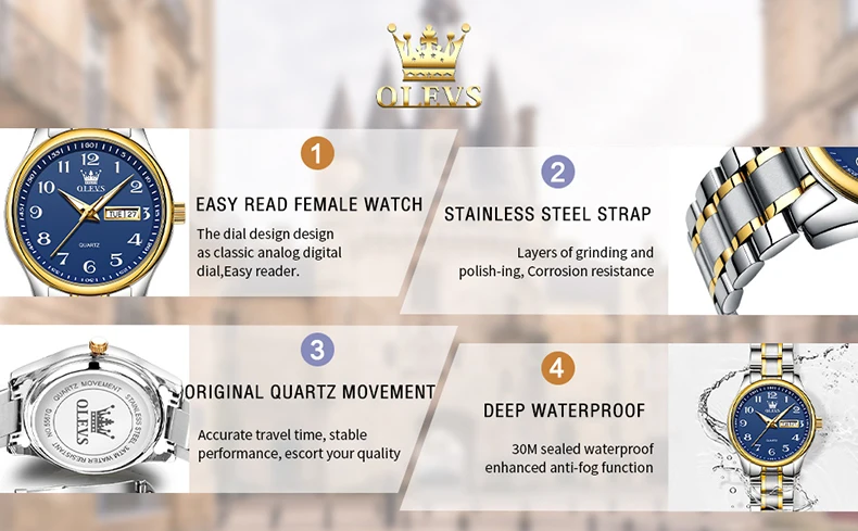 OLEVS 5567 Women's Wrist Watch Original Luxury Watches Waterproof Stainless Steel Quartz Woman Wristwatch Gold 2022 Trend