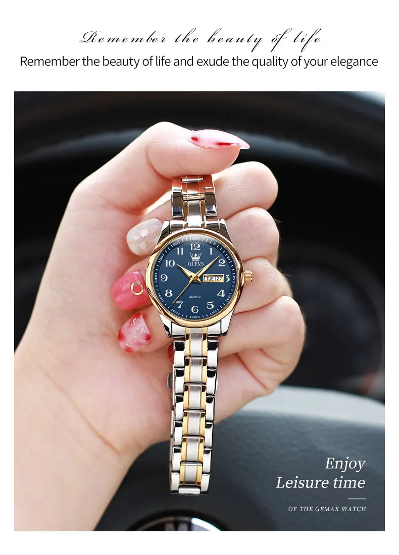 OLEVS 5567 Women's Wrist Watch Original Luxury Watches Waterproof Stainless Steel Quartz Woman Wristwatch Gold 2022 Trend