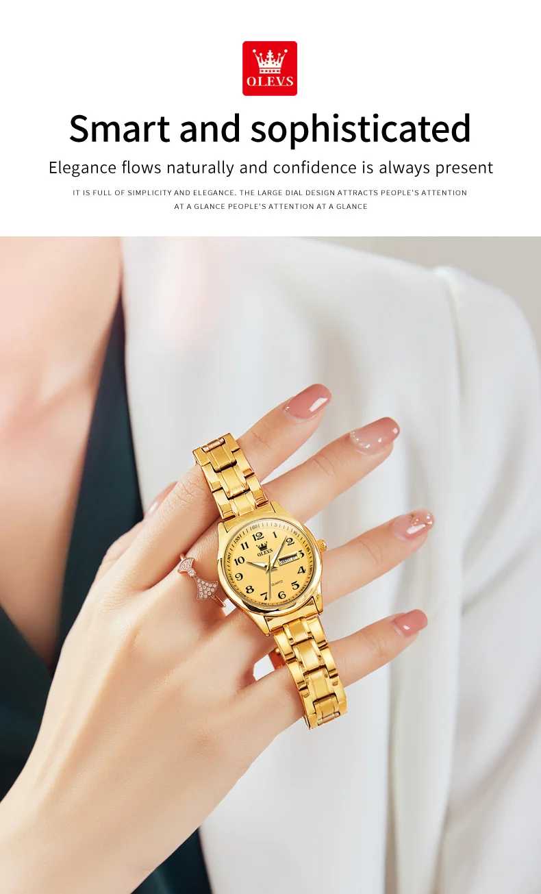 OLEVS 5567 Women's Wrist Watch Original Luxury Watches Waterproof Stainless Steel Quartz Woman Wristwatch Gold 2022 Trend