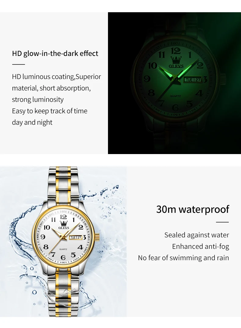OLEVS 5567 Women's Wrist Watch Original Luxury Watches Waterproof Stainless Steel Quartz Woman Wristwatch Gold 2022 Trend