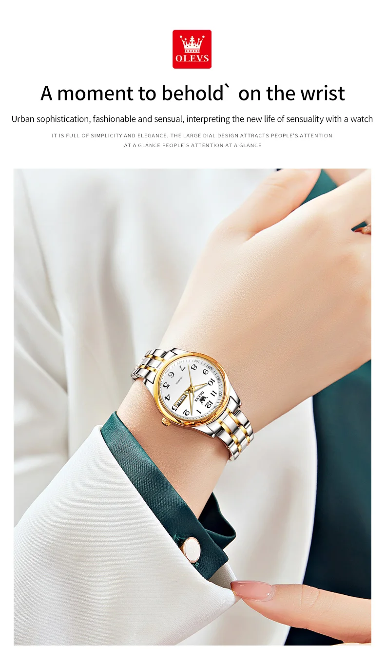 OLEVS 5567 Women's Wrist Watch Original Luxury Watches Waterproof Stainless Steel Quartz Woman Wristwatch Gold 2022 Trend