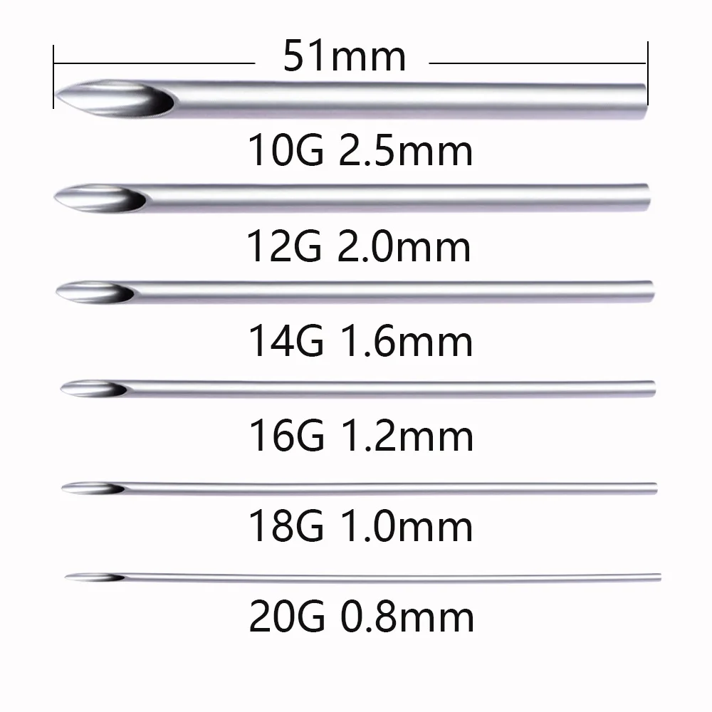 1/2/5Pcs Disposable Sterile Body Piercing Needles Medical Tattoo Needle for Navel Nipple Lip Navel Ring Kit Surgical Steel Tool