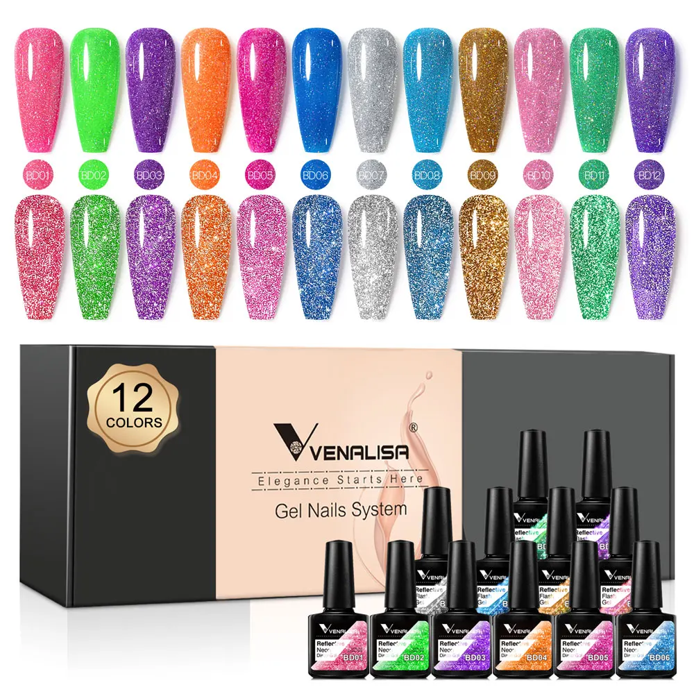 12pcs/kit Venalisa Gel Nail Polish Brown Earth Coffee Color Series Young Nude Light Reflective Gel Pigment Nail Art Manicure