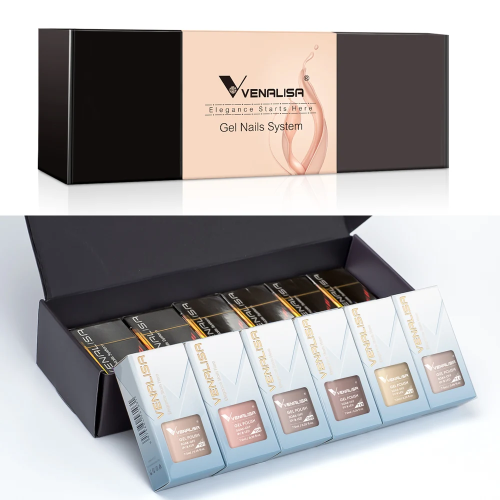 12pcs/kit Venalisa Gel Nail Polish Brown Earth Coffee Color Series Young Nude Light Reflective Gel Pigment Nail Art Manicure
