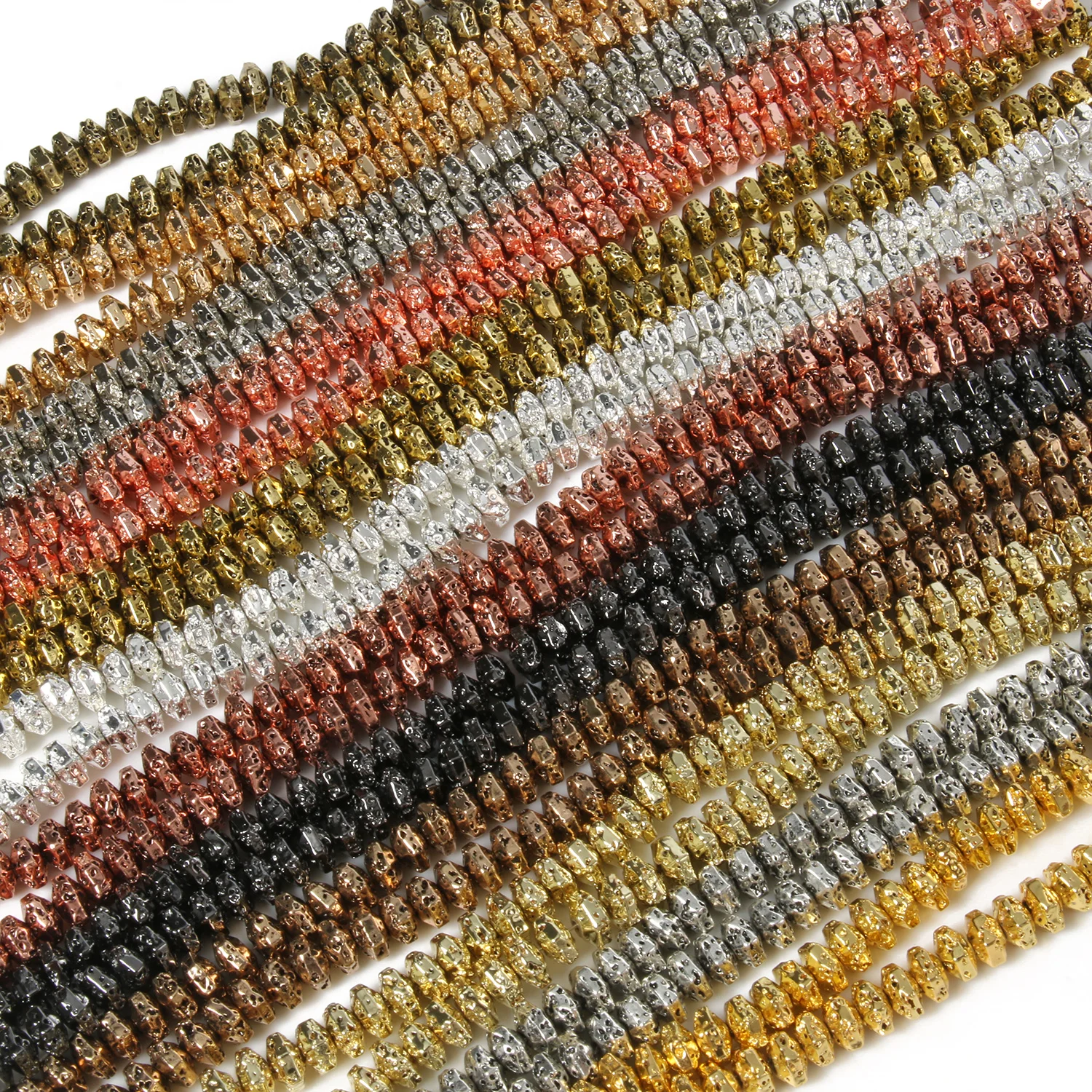 Natural Facete Lava Rock Hematite Stone Gold Plated Rondelle Loose Beads for Jewelry Making DIY Handmade Bracelets Charms 15''