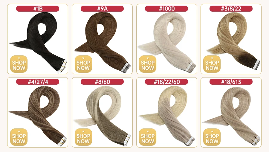 Moresoo Human Hair Extensions Tape in Invisible Balayage Hair Extensions 50G Machine Remy Straight Tape in Natural Straight Hair