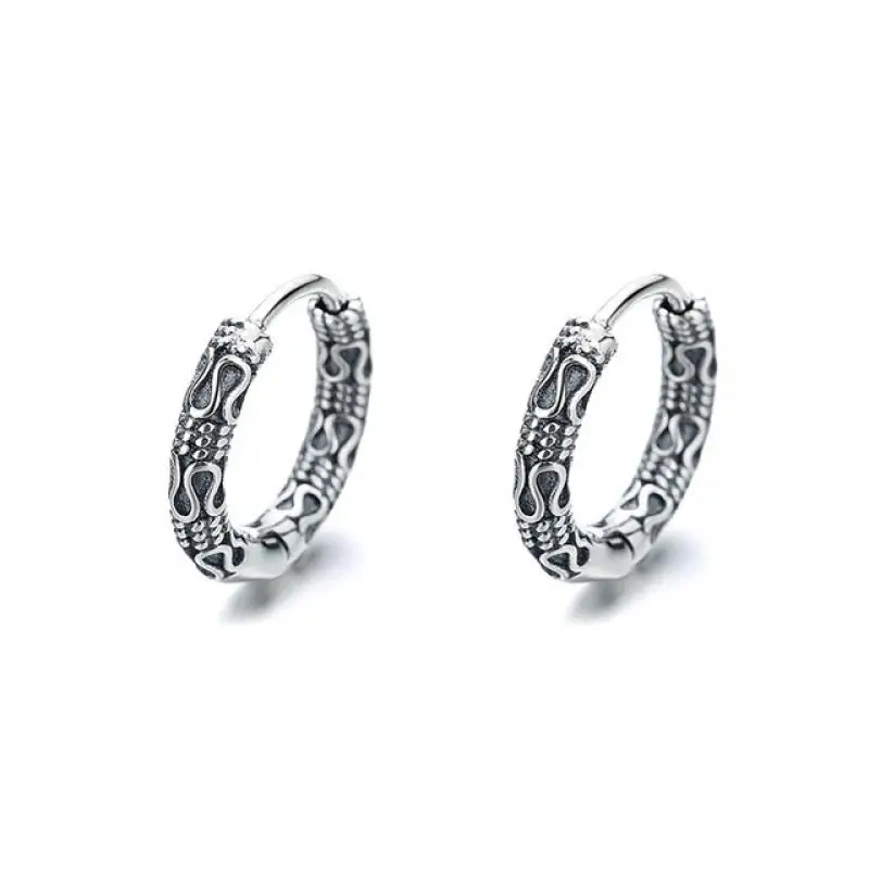 Small Ring Hoop Earrings for Men Women Fashion Vintage Filigree Earrings Silver Color Jewelry Beautiful Gifts