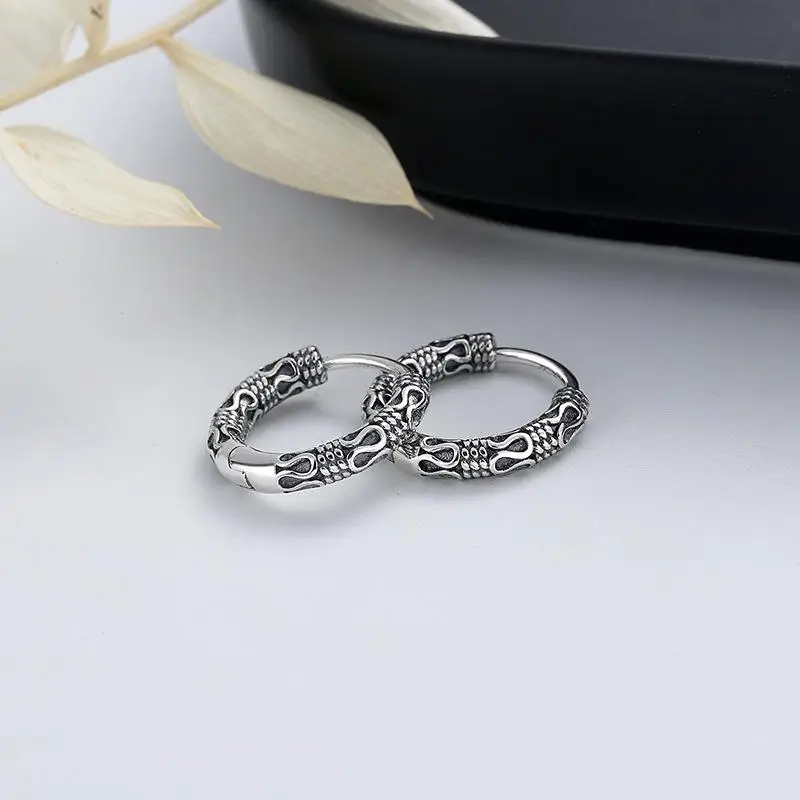 Small Ring Hoop Earrings for Men Women Fashion Vintage Filigree Earrings Silver Color Jewelry Beautiful Gifts