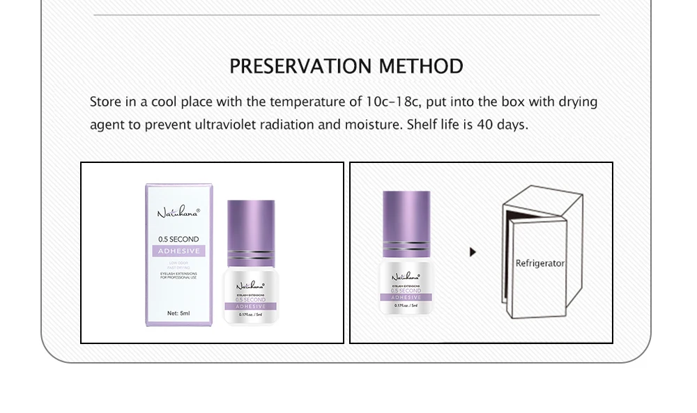 NATUHANA Professional Eyelash Extension Glue 0.3S 0.5S 1S 2S Fast Drying Black Clear Lash Adhesive Non-Irritating Strong Hold