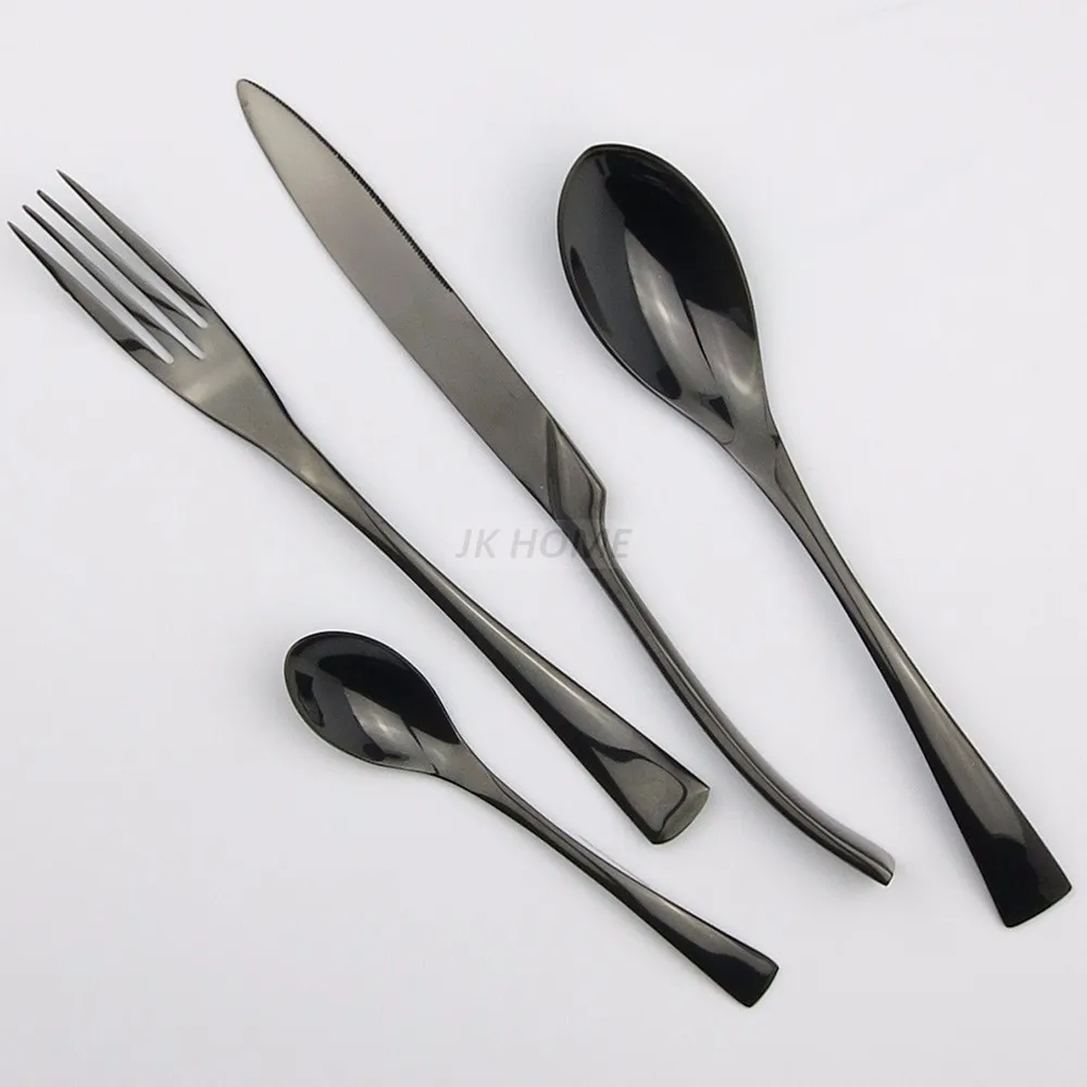 JANKNG Stainless Steel Dinnerware Set Rainbow Colorful Cutlery Dishwasher Safe Dinner Western Tableware Kitchen Accessories
